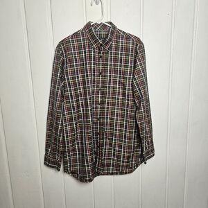 Bobby Jones Orange Pink Brown Checker Button Down Collar Long Sleeve Shirt Large